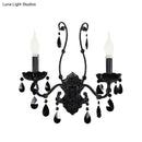 GobekUsa Modern Crystal Sconce in Polished Black: 1/2-Light Cone Wall Mount with Optional Shade for Living Room