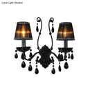 GobekUsa Modern Crystal Sconce in Polished Black: 1/2-Light Cone Wall Mount with Optional Shade for Living Room