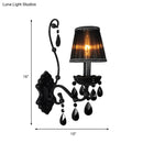 GobekUsa Modern Crystal Sconce in Polished Black: 1/2-Light Cone Wall Mount with Optional Shade for Living Room