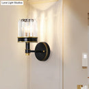 GobekUsa Modern Crystal Cylinder Wall Light - Black Flush Mount Sconce for Hallway