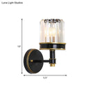 GobekUsa Modern Crystal Cylinder Wall Light - Black Flush Mount Sconce for Hallway