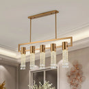 GobekUsa Modern Crystal Draping Brass Island Pendant Lighting Fixture - 15-Light Linear Suspension