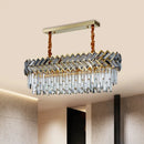 GobekUsa Modern Crystal Ellipse Island Pendant Light - Elegant 10-Bulb Suspension Lighting for Dining Room - Black-Gold Finish