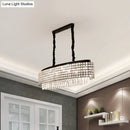 GobekUsa Crystal-Encrusted Oblong Island Lamp with Modern 5-Light Design in Black Finish