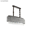 GobekUsa Crystal-Encrusted Oblong Island Lamp with Modern 5-Light Design in Black Finish