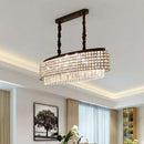 GobekUsa Crystal-Encrusted Oblong Island Lamp with Modern 5-Light Design in Black Finish
