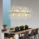 GobekUsa Modern Crystal Flower Island Pendant Ceiling Lamp for Kitchen (9/12-Head, Chrome/Gold)