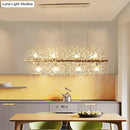 GobekUsa Modern Crystal Flower Island Pendant Ceiling Lamp for Kitchen (9/12-Head, Chrome/Gold)