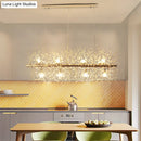 GobekUsa Modern Crystal Flower Island Pendant Ceiling Lamp for Kitchen (9/12-Head, Chrome/Gold)