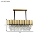 GobekUsa Modern Crystal Gold Finish Pendant Light with Prismatic Oval Design - 10 Heads, Island Style