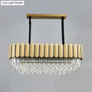 GobekUsa Modern Crystal Gold Finish Pendant Light with Prismatic Oval Design - 10 Heads, Island Style