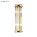 GobekUsa Modern Clear Crystal Wall Sconce Lamp - 2 Lights, Gold Finish - 14"/21.5" Width