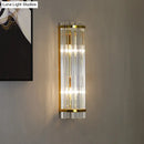GobekUsa Modern Clear Crystal Wall Sconce Lamp - 2 Lights, Gold Finish - 14"/21.5" Width