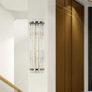 GobekUsa Modern Clear Crystal Wall Sconce Lamp - 2 Lights, Gold Finish - 14"/21.5" Width