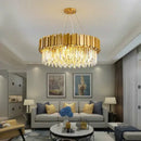 GobekUsa Gold Metal LED Pendant Lights Adjustable Living Room Dining Round Fixture