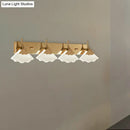 GobekUsa Modern Crystal Gold Vanity Light with Ginkgo Design - Wall Mounted Bathroom Lamp with 4 Bulbs