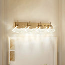 GobekUsa Modern Crystal Gold Vanity Light with Ginkgo Design - Wall Mounted Bathroom Lamp with 4 Bulbs