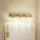 GobekUsa Modern Crystal Gold Vanity Light with Ginkgo Design - Wall Mounted Bathroom Lamp with 4 Bulbs