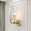 GobekUsa Modern Crystal Hexagon Sconce Light Fixture: Gold Wall-Mount Lamp with Antler Deco