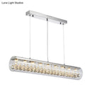 GobekUsa Contemporary Glass Island Pendant Light with 5 Horizontal Cylinder Lights and Crystal Ball Accent