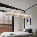 GobekUsa Contemporary Glass Island Pendant Light with 5 Horizontal Cylinder Lights and Crystal Ball Accent