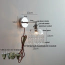 GobekUsa Crystal Iron LED Wall Light Modern Bedside Lamp Clear Glass Wandlamp