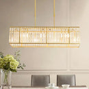 GobekUsa Modern Restaurant Pendant Lamp: 3/4-Bulb Hanging Island Light with Crystal Rectangle Shade in Black/Gold