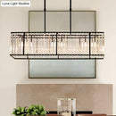 GobekUsa Modern Restaurant Pendant Lamp: 3/4-Bulb Hanging Island Light with Crystal Rectangle Shade in Black/Gold