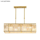 GobekUsa Modern Restaurant Pendant Lamp: 3/4-Bulb Hanging Island Light with Crystal Rectangle Shade in Black/Gold