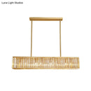 GobekUsa Modern Crystal Island Light Pendant Kit - 33.5" Long Rectangle, 3 Lights, Brass
