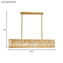 GobekUsa Modern Crystal Island Light Pendant Kit - 33.5" Long Rectangle, 3 Lights, Brass