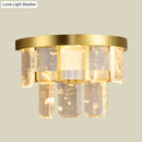GobekUsa Modern Crystal LED 2-Layer Hallway Sconce Wall Mount Lamp in Brass