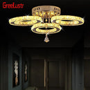 GobekUsa Crystal LED Ceiling Light Rings - Stainless Steel Plafonnier Lamp