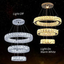 GobekUsa Crystal LED Ring Pendant Chandelier for Modern Living Dining Room Décor