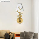 GobekUsa Modern Crystal Panel Sconce Light Fixture - Clear 1-Light Wall Mounted Lamp with Antler Deco