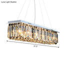 GobekUsa Modern Crystal Pendant Island Lamp with Rectangle Shape, 4/5/6 Lights, Stainless Steel - Ideal for Restaurants