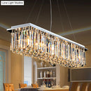 GobekUsa Modern Crystal Pendant Island Lamp with Rectangle Shape, 4/5/6 Lights, Stainless Steel - Ideal for Restaurants