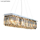 GobekUsa Modern Crystal Pendant Island Lamp with Rectangle Shape, 4/5/6 Lights, Stainless Steel - Ideal for Restaurants