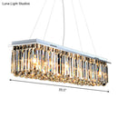 GobekUsa Modern Crystal Pendant Island Lamp with Rectangle Shape, 4/5/6 Lights, Stainless Steel - Ideal for Restaurants