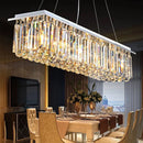 GobekUsa Modern Crystal Pendant Island Lamp with Rectangle Shape, 4/5/6 Lights, Stainless Steel - Ideal for Restaurants
