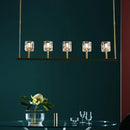 GobekUsa Modern Crystal Pendant Light Fixture - Gold 5-Head Hanging Island Chandelier for Dining Table