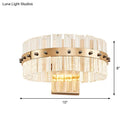 GobekUsa Modern Crystal Prism Drum Wall Sconce Light with LED Flush Mount, Gold Finish