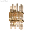 GobekUsa Modern Crystal Prism Sconce Lighting - 3 Lights - Chrome/Gold Finish - Living Room Wall Mounted Lamp