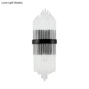 GobekUsa Modern Clear Crystal Prism Wall Sconce Light with Metal Square Backplate in Black, 1/2-Pack