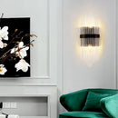 GobekUsa Modern Clear Crystal Prism Wall Sconce Light with Metal Square Backplate in Black, 1/2-Pack