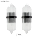 GobekUsa Modern Clear Crystal Prism Wall Sconce Light with Metal Square Backplate in Black, 1/2-Pack