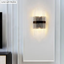 GobekUsa Modern Clear Crystal Prism Wall Sconce Light with Metal Square Backplate in Black, 1/2-Pack