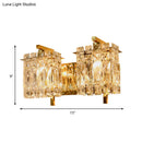 GobekUsa Modern Crystal Rectangle Wall Light with 1/2/3 Lights - Flush Mount Wall Sconce in Chrome/Gold for Living Room