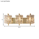 GobekUsa Modern Crystal Rectangle Wall Light with 1/2/3 Lights - Flush Mount Wall Sconce in Chrome/Gold for Living Room