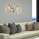 GobekUsa Modern Crystal Rectangle Wall Light with 1/2/3 Lights - Flush Mount Wall Sconce in Chrome/Gold for Living Room